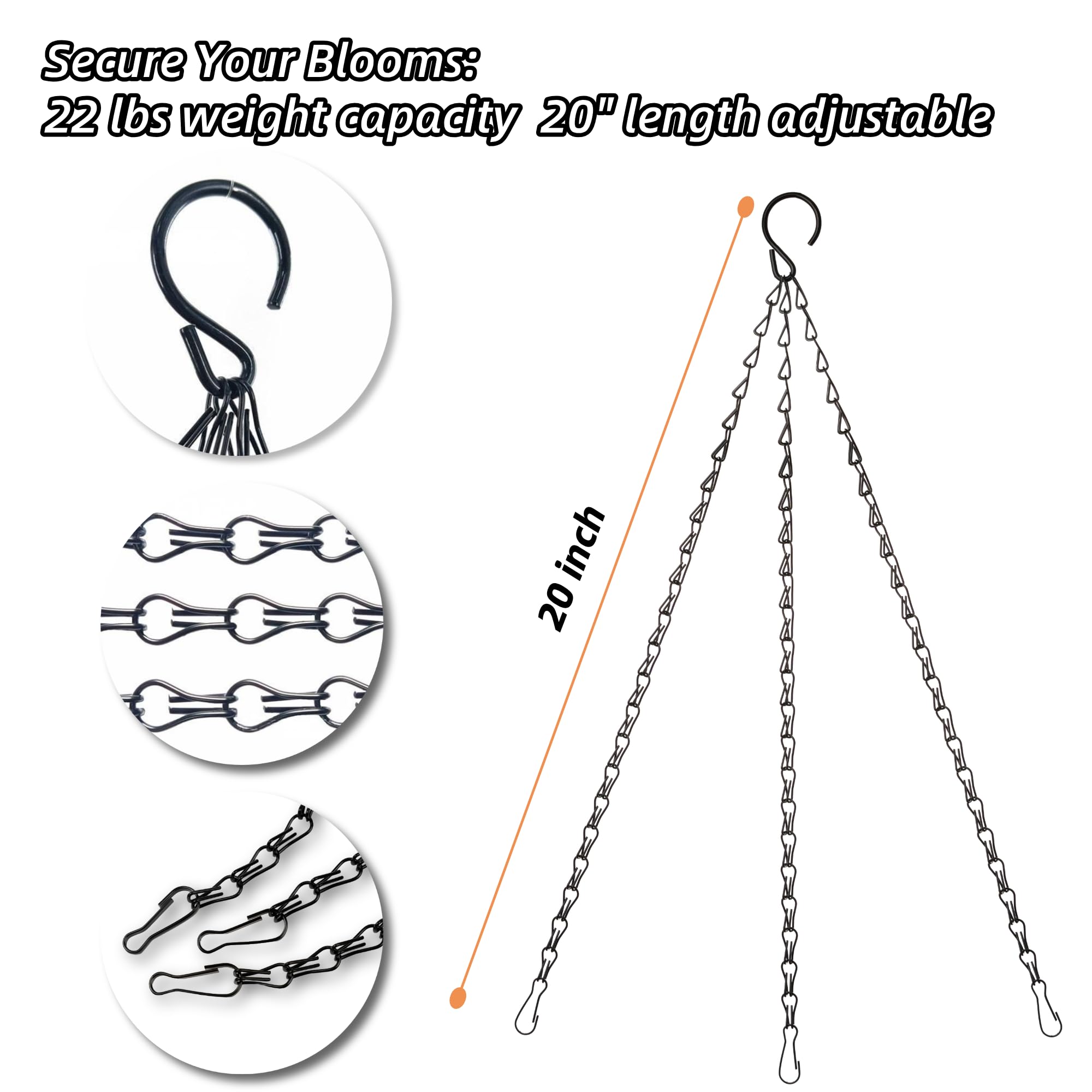 VIREYA hanging chains with hooks provide secure support for pots and lanterns.