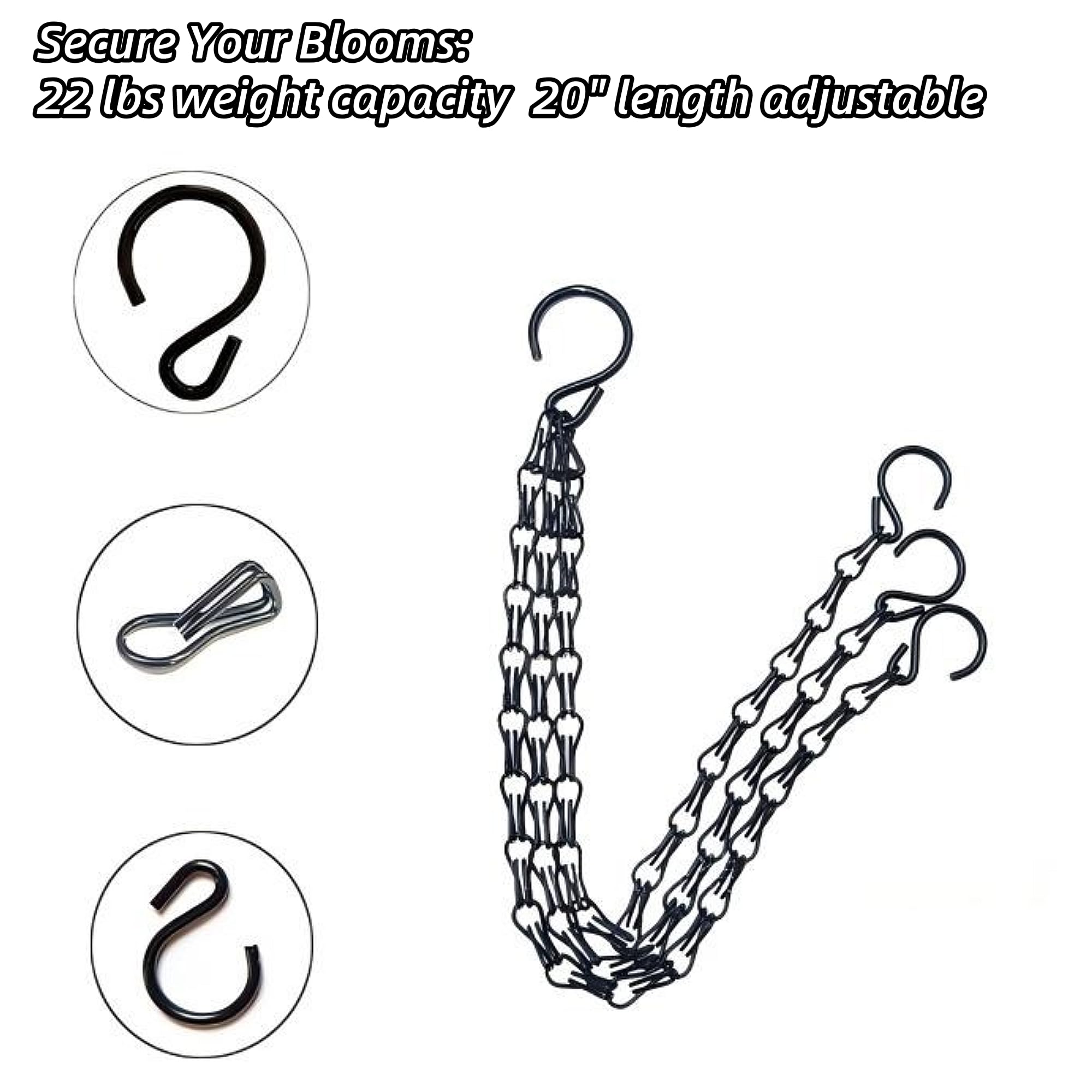 VIREYA hanging chains with hooks for secure planter and decor attachment