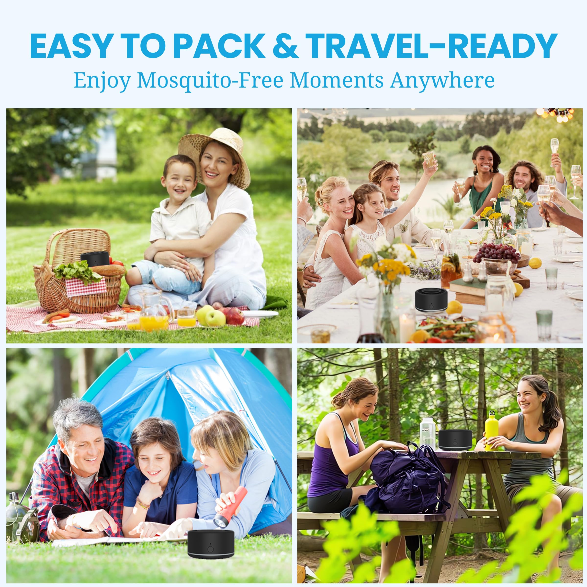 The Virine cordless-repellent-backpack-friendly device fits in a backpack for hiking.