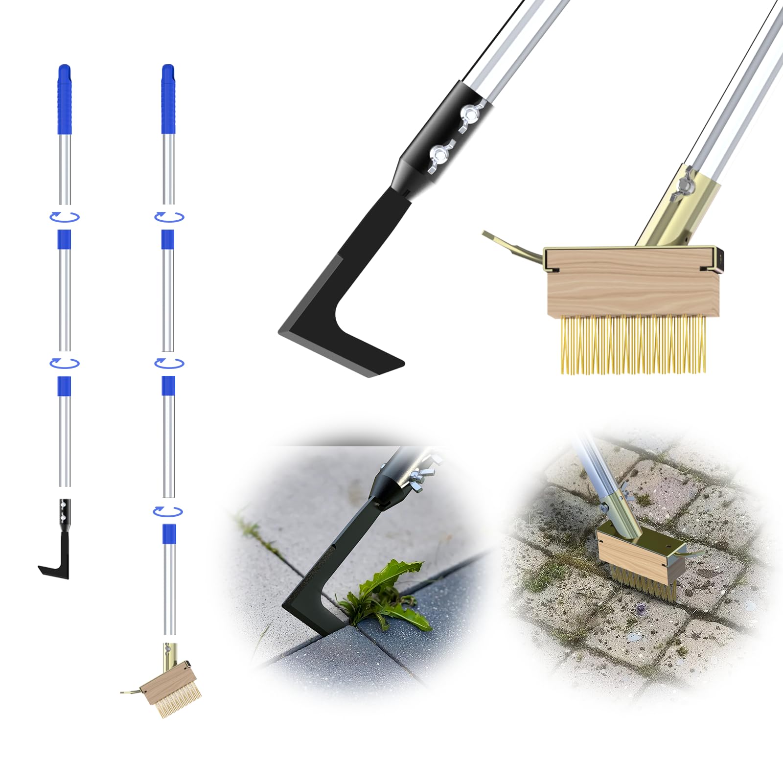 Viscogrip crack weeder tool set with stainless steel blade for deep crevice removal.
