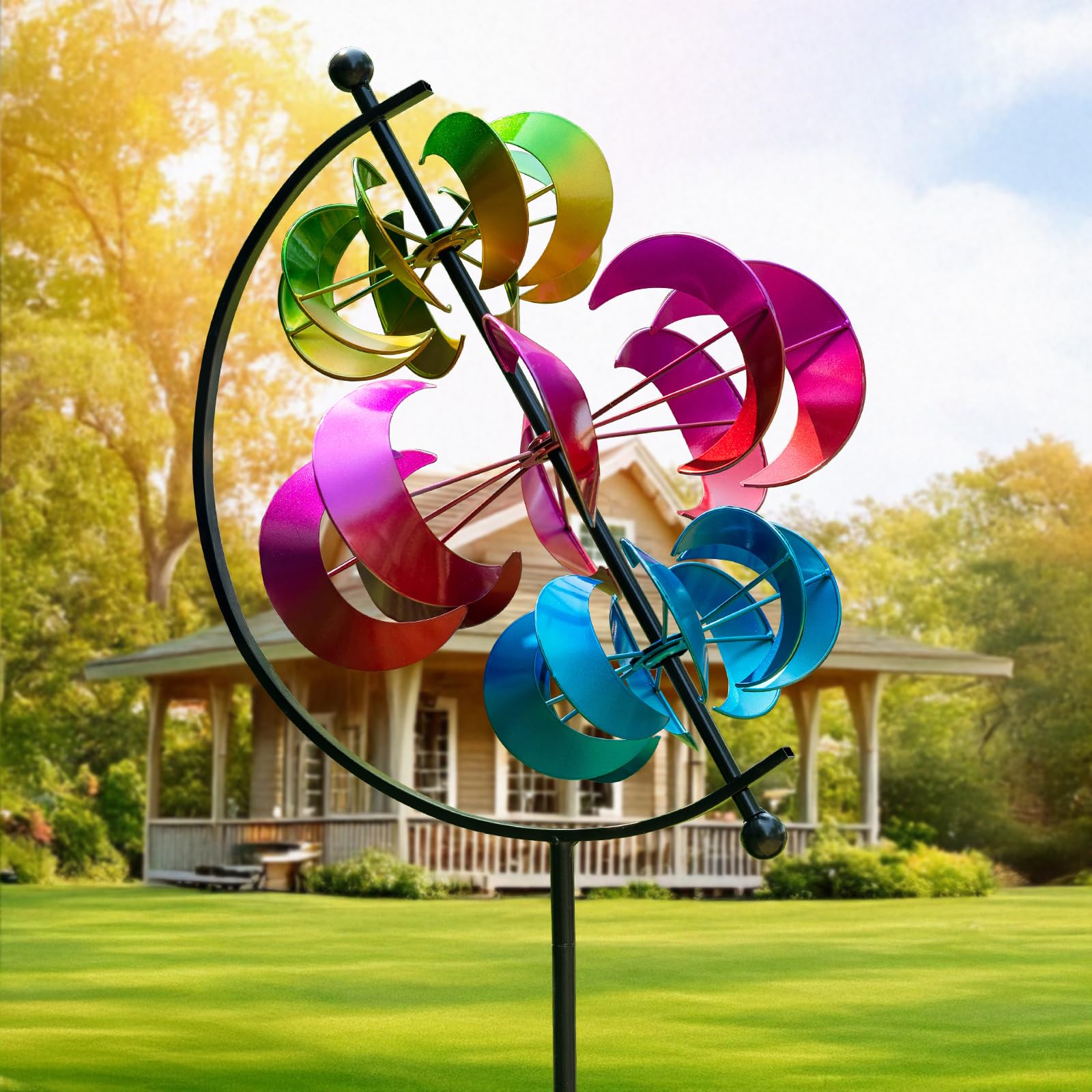 VISFLAIR large wind spinner 63-inch garden adds colorful motion to outdoor spaces