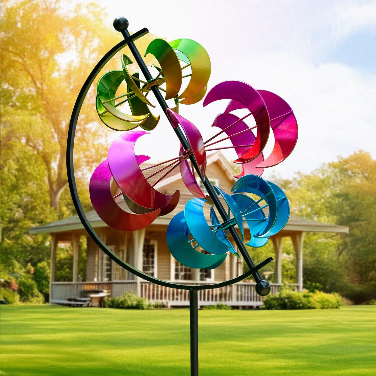 VISFLAIR large wind spinner 63-inch garden adds colorful motion to outdoor spaces