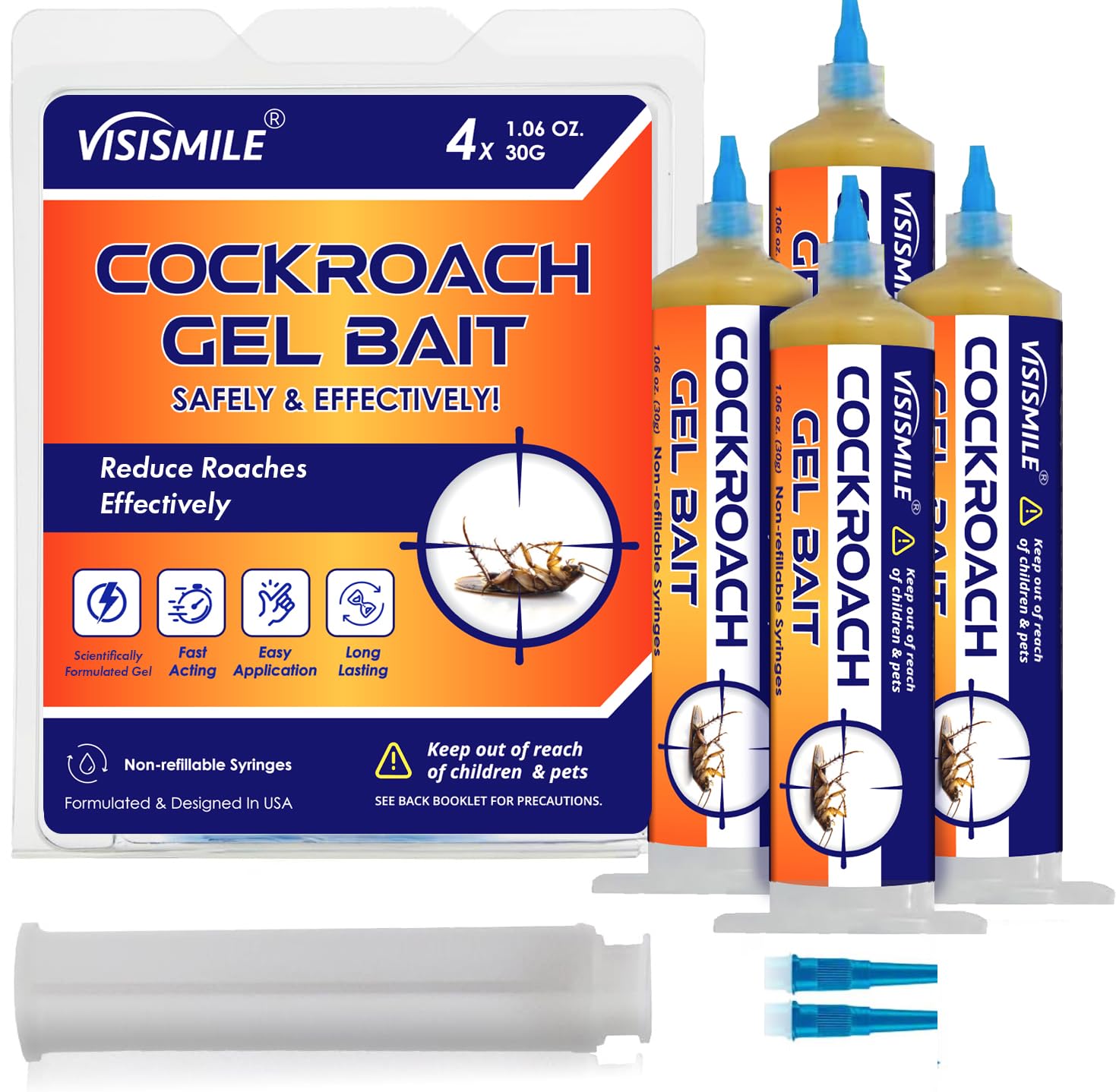 Visismile Roach Gel Bait pack with four tubes for home use.