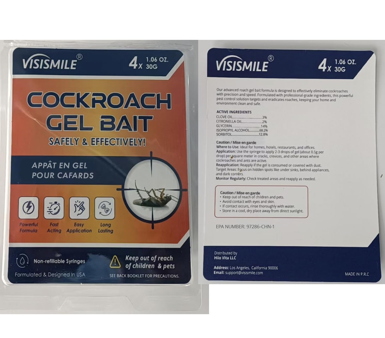 Visismile Roach Gel Bait provides up to 90 days protection over 120 sq ft.