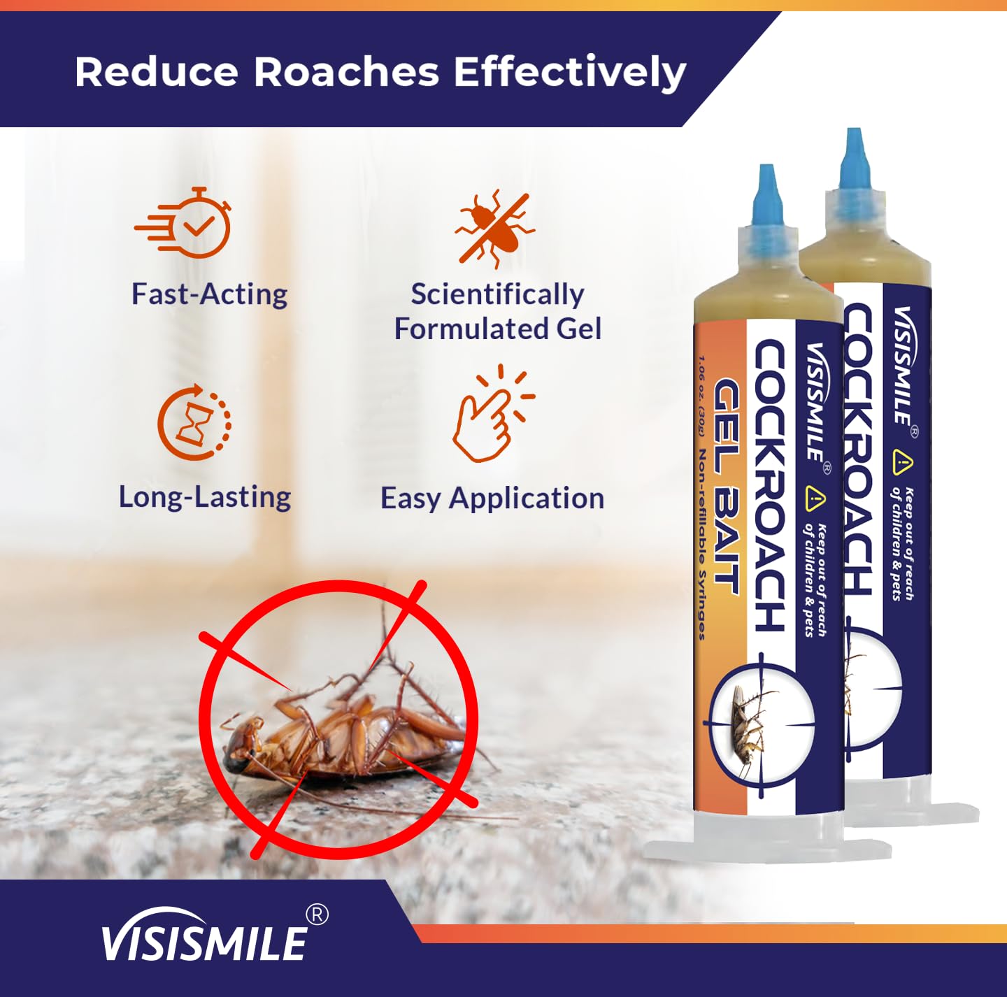 Visismile Roach Gel Bait applied under sink to target roaches.