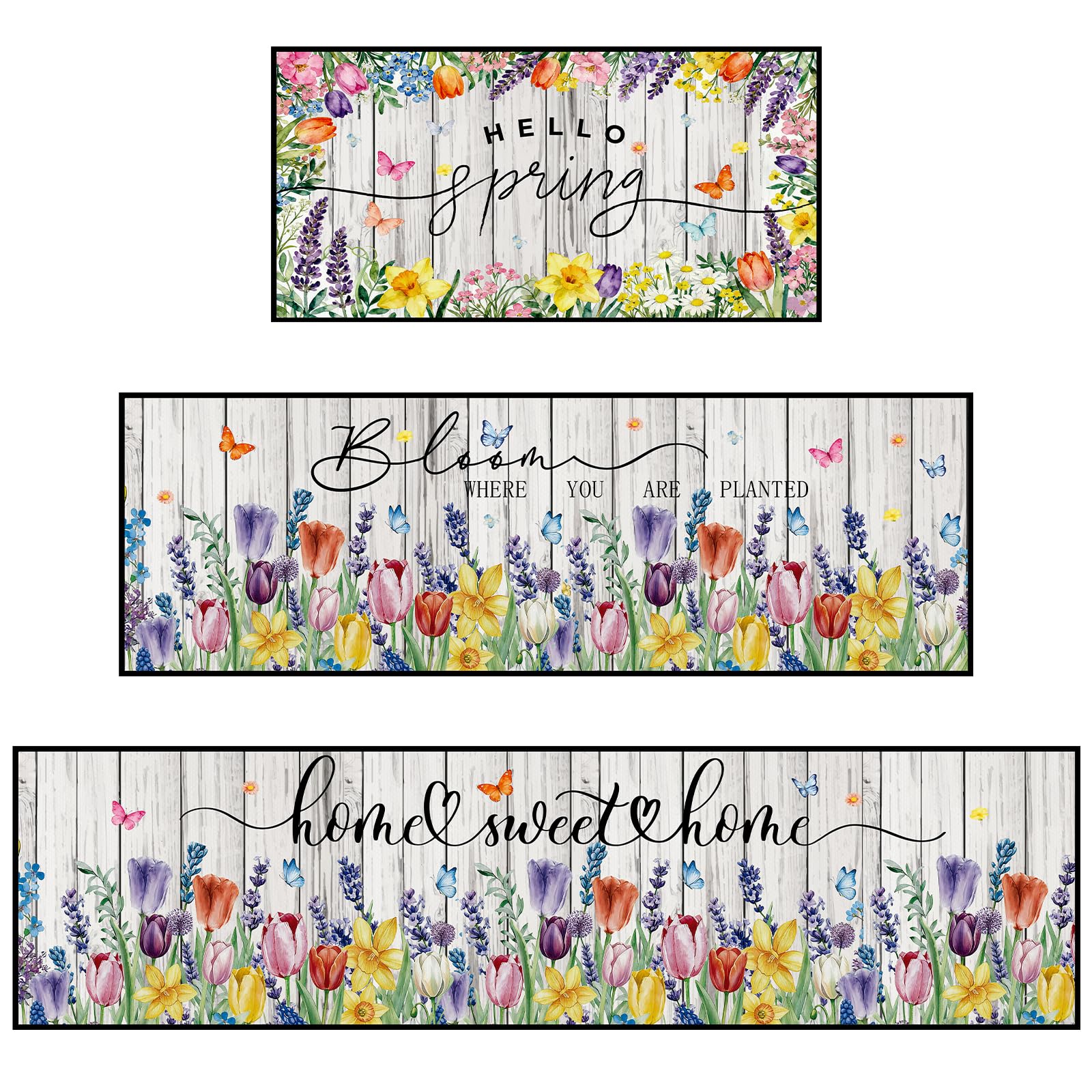 VISSTREE Hello Spring kitchen rug set – a versatile 3-piece collection for indoor decor