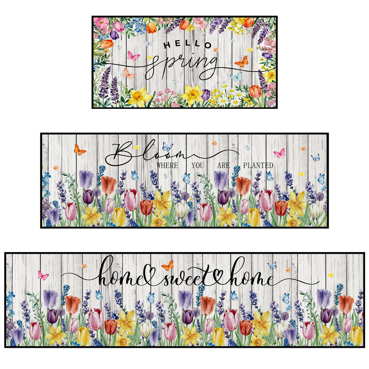 VISSTREE Hello Spring kitchen rug set – a versatile 3-piece collection for indoor decor