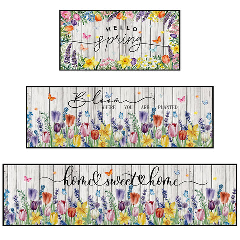 VISSTREE Hello Spring kitchen rug set – a versatile 3-piece collection for indoor decor