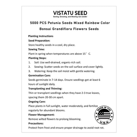 VISTATU Petunia seeds in pots ready for compact bonsai and container planting