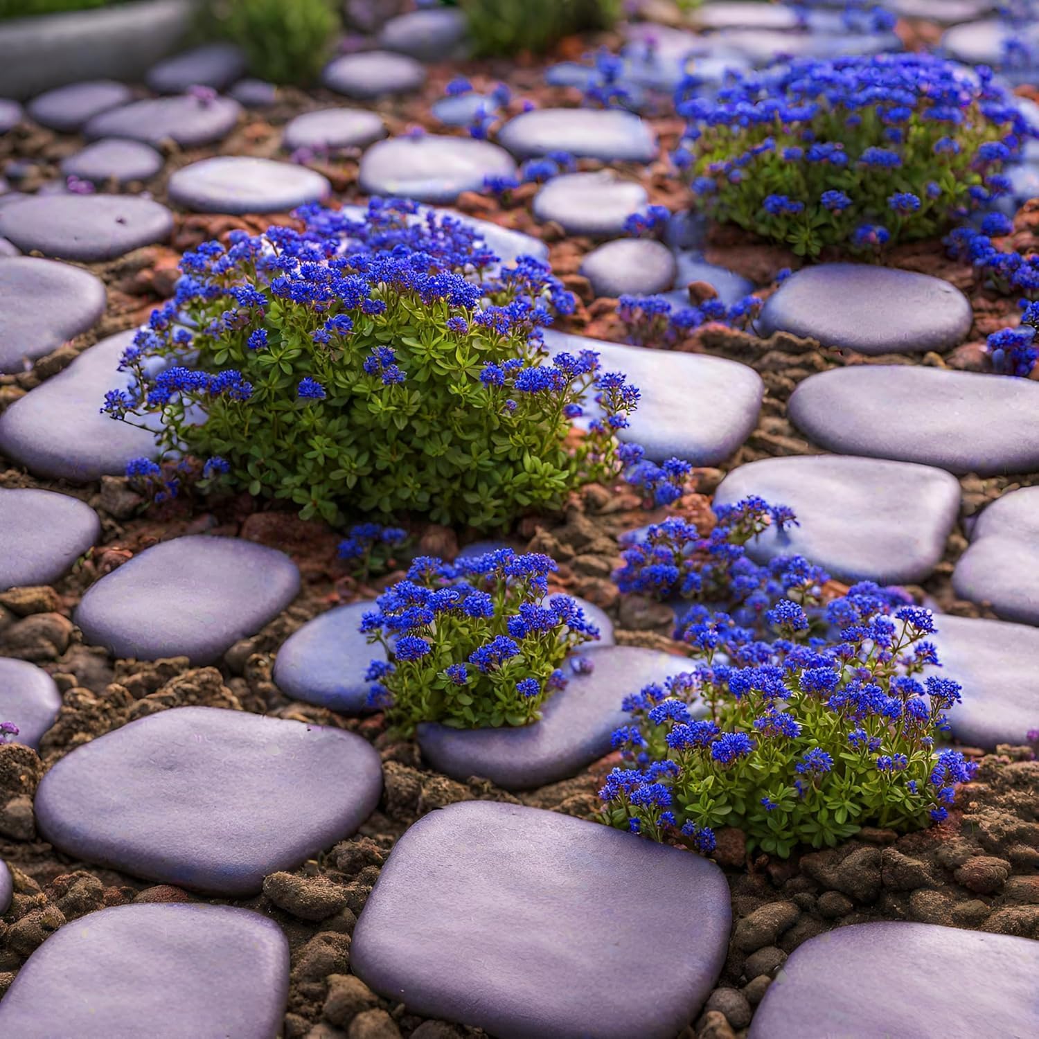 VISTATU mature perennial thyme forming a blue-green garden border.