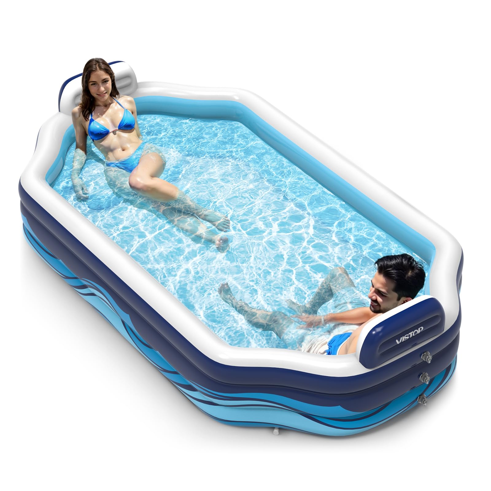 VISTOP inflatable pool with spacious family setup for backyard fun.