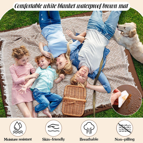 VitalCozy blanket top layer boho tassels for cozy outdoor seating.