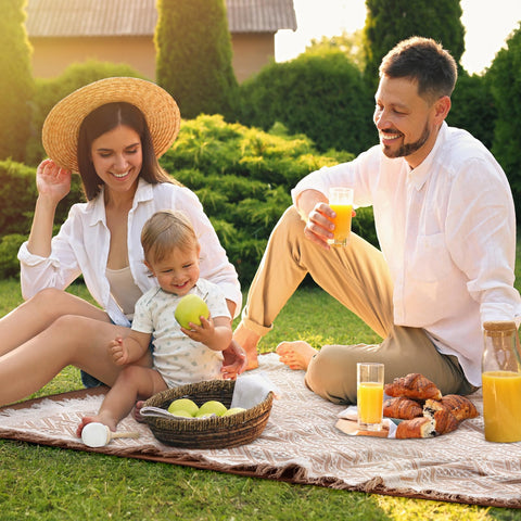 VitalCozy sandproof beach mat keeps sand away during sunny days.