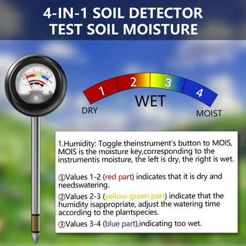Vitamicor 4-in-1 soil tester pH dial helps balance soil.