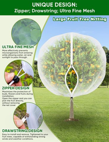 VITI zipper and drawstring securely fasten netting for easy harvest.