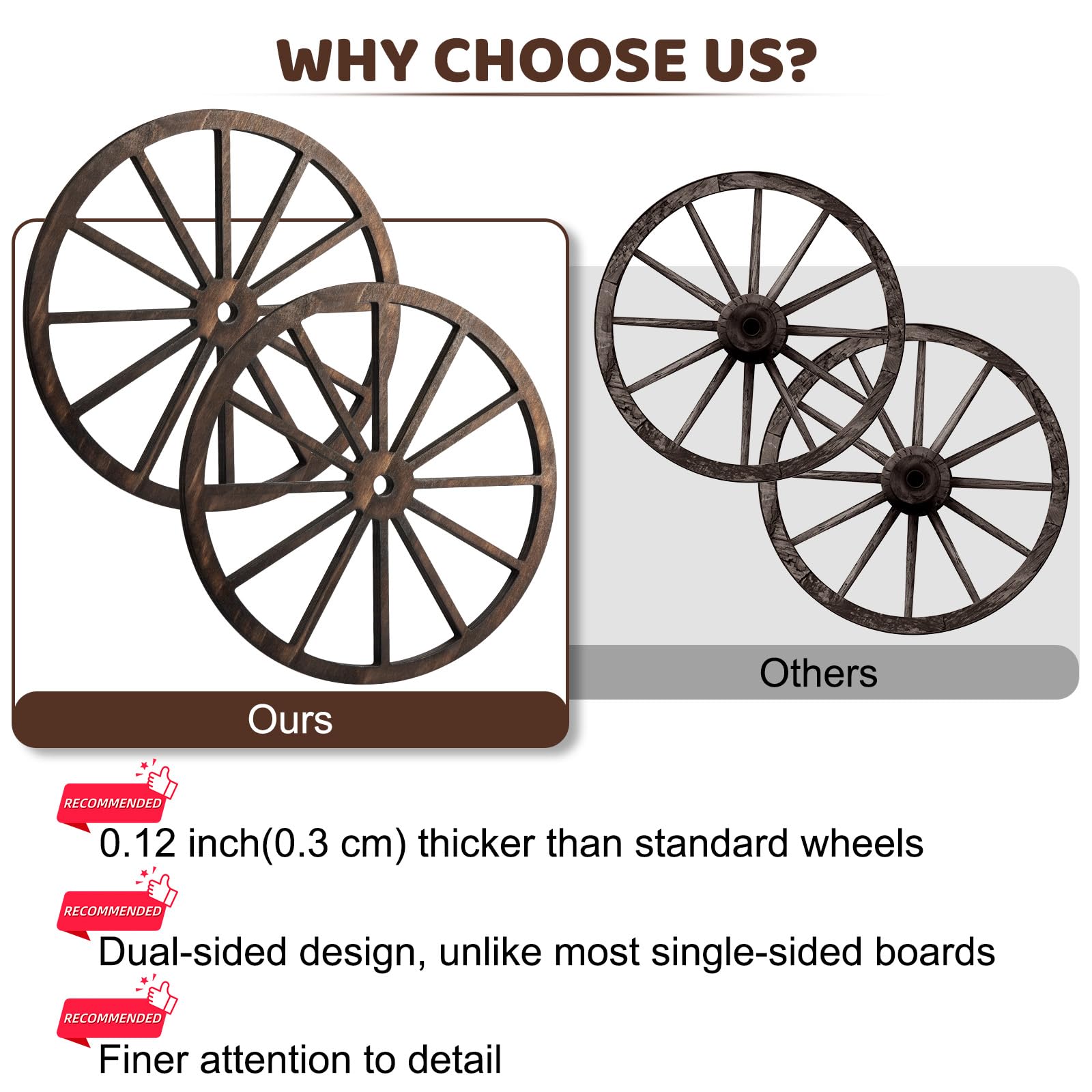 Vituney wagon wheel back with hanging hook ready for mounting