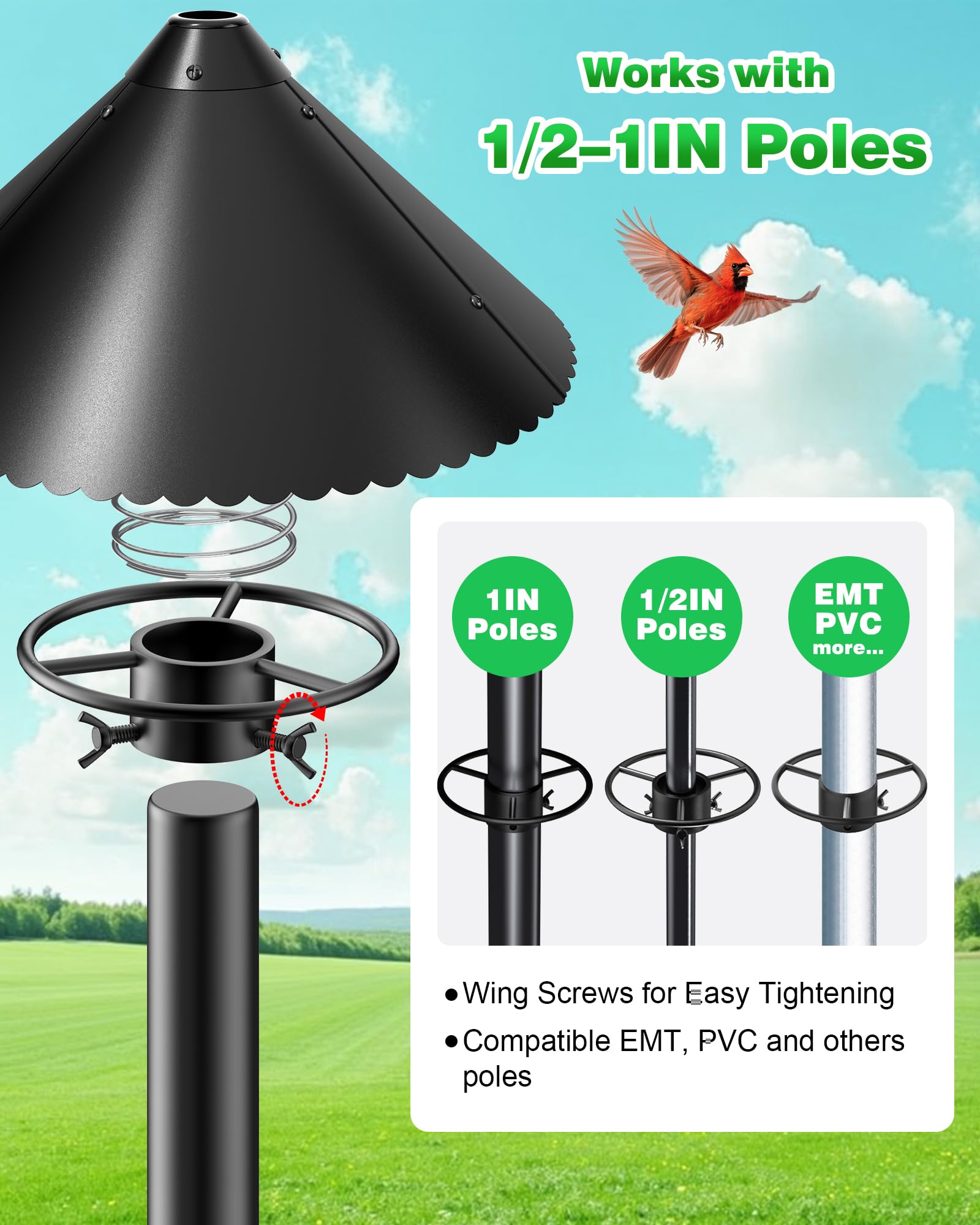 VIUBIRD all-metal baffle durability resists gnawing and weather