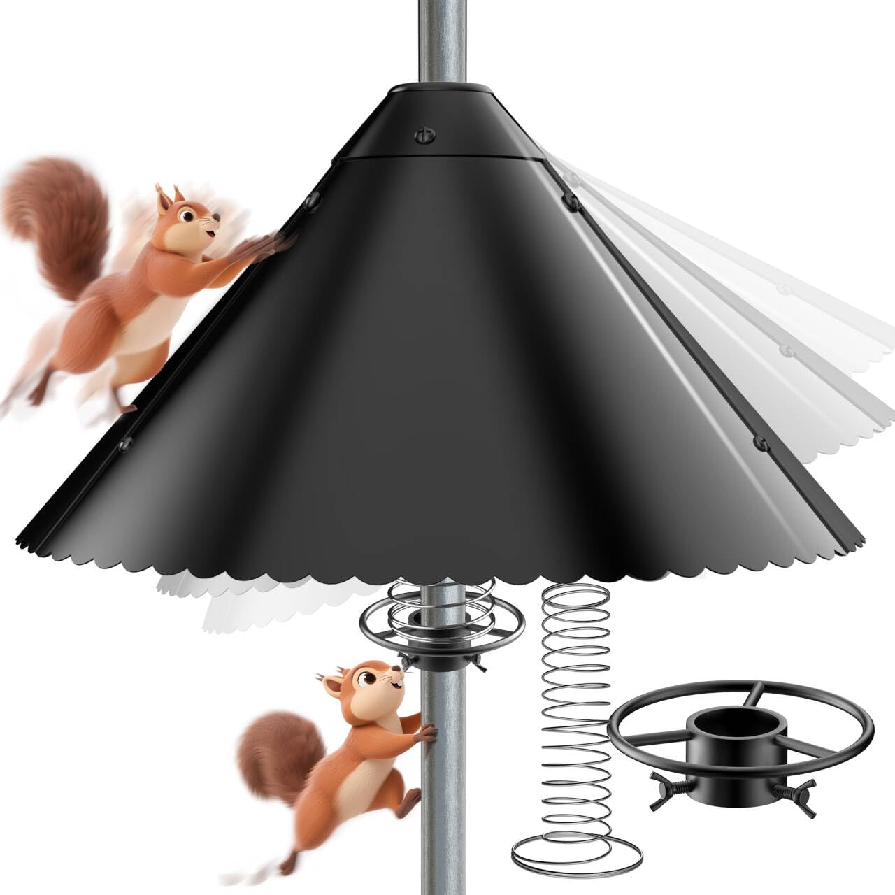 VIUBIRD metal squirrel baffle 19-inch umbrella-guard blocks climbs and preserves seed access
