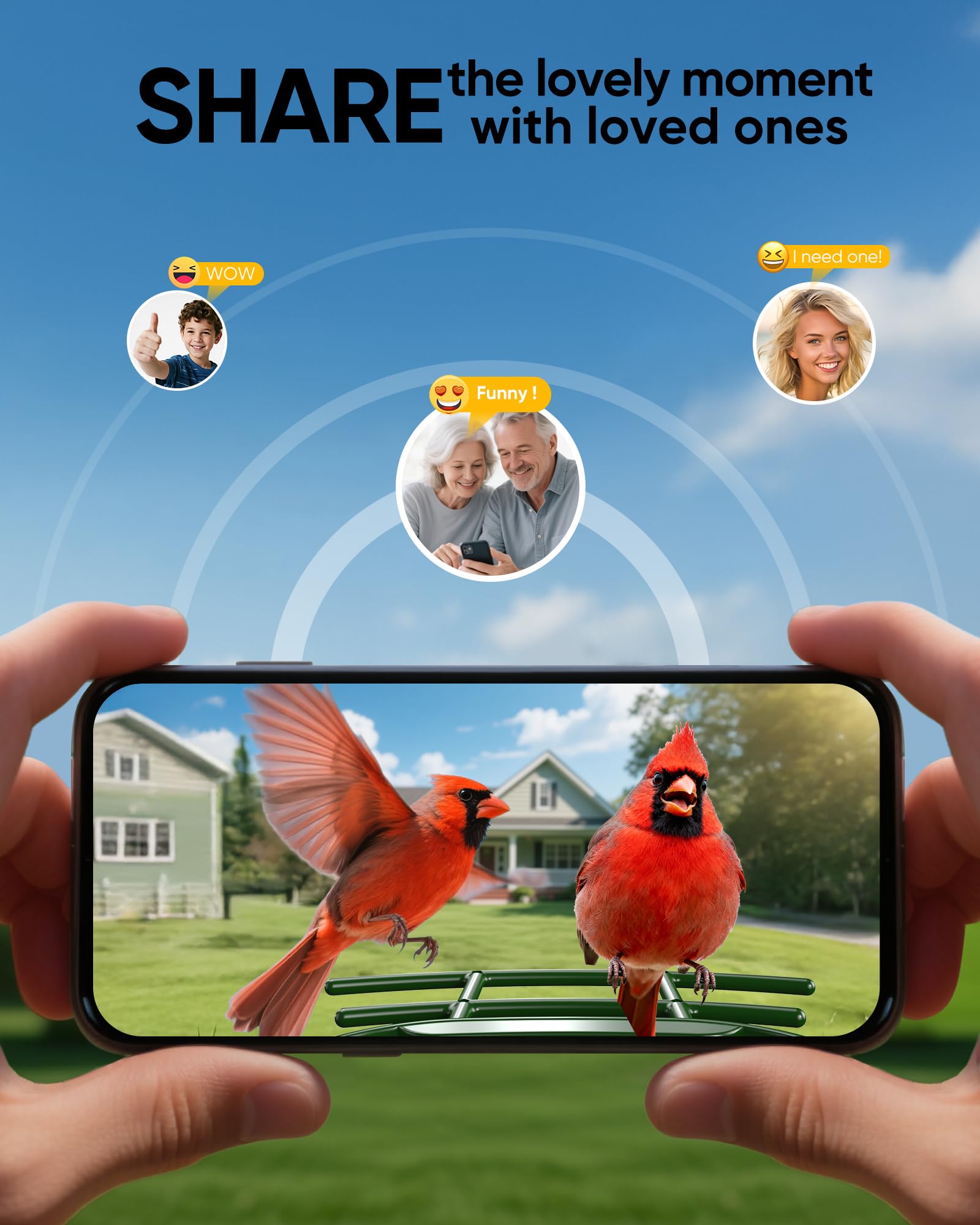 VIUBIRD solar powered feeder provides long lasting energy for continuous watching.