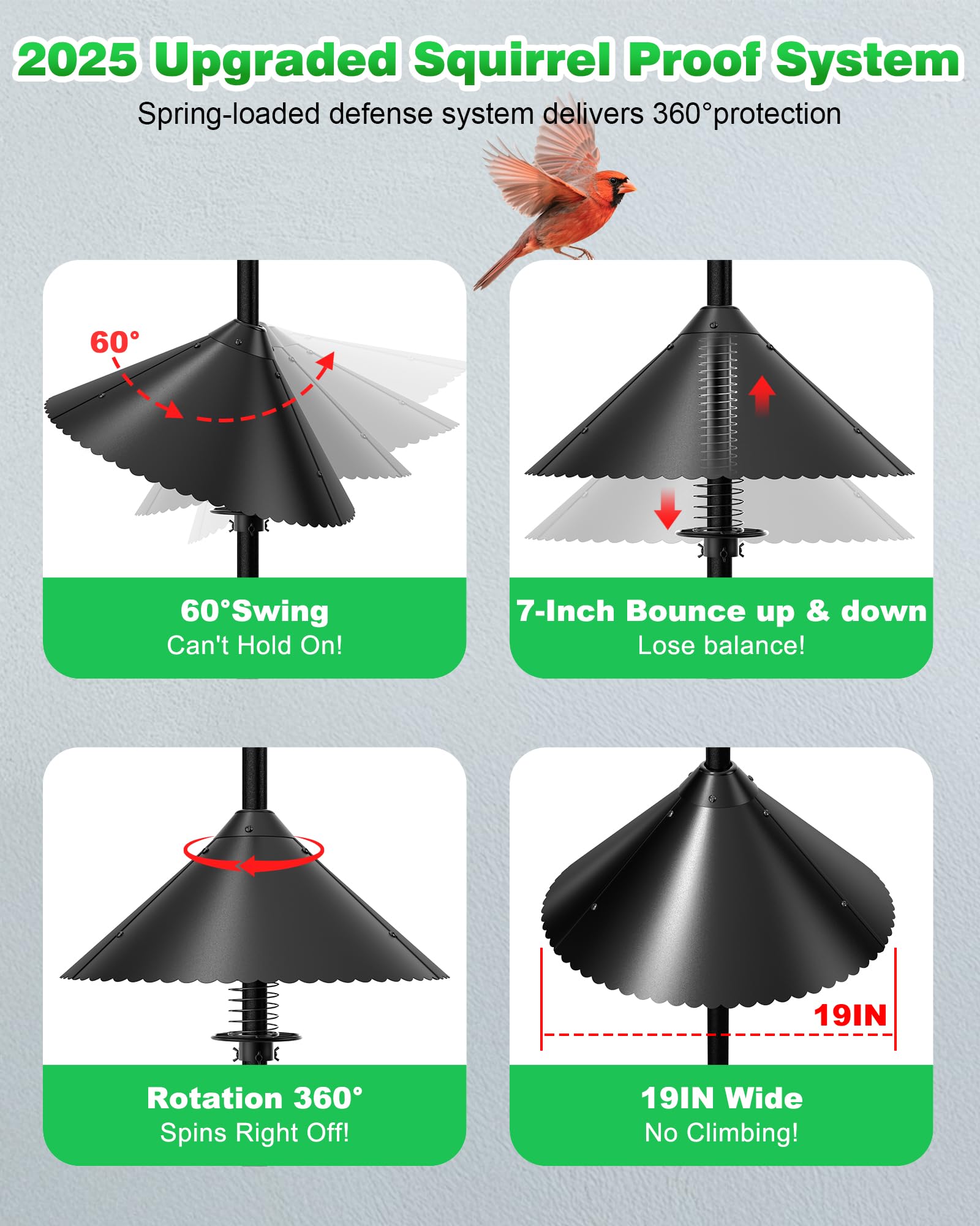 VIUBIRD 19-inch oversized umbrella-guard with 360-degree protection for bird feeders