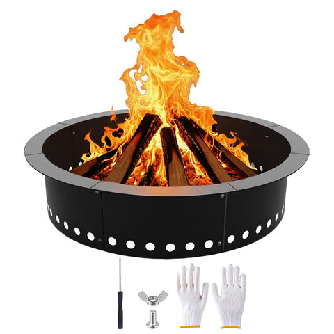 Vivagarden fire ring with 360-degree bottom airflow for efficient burning.