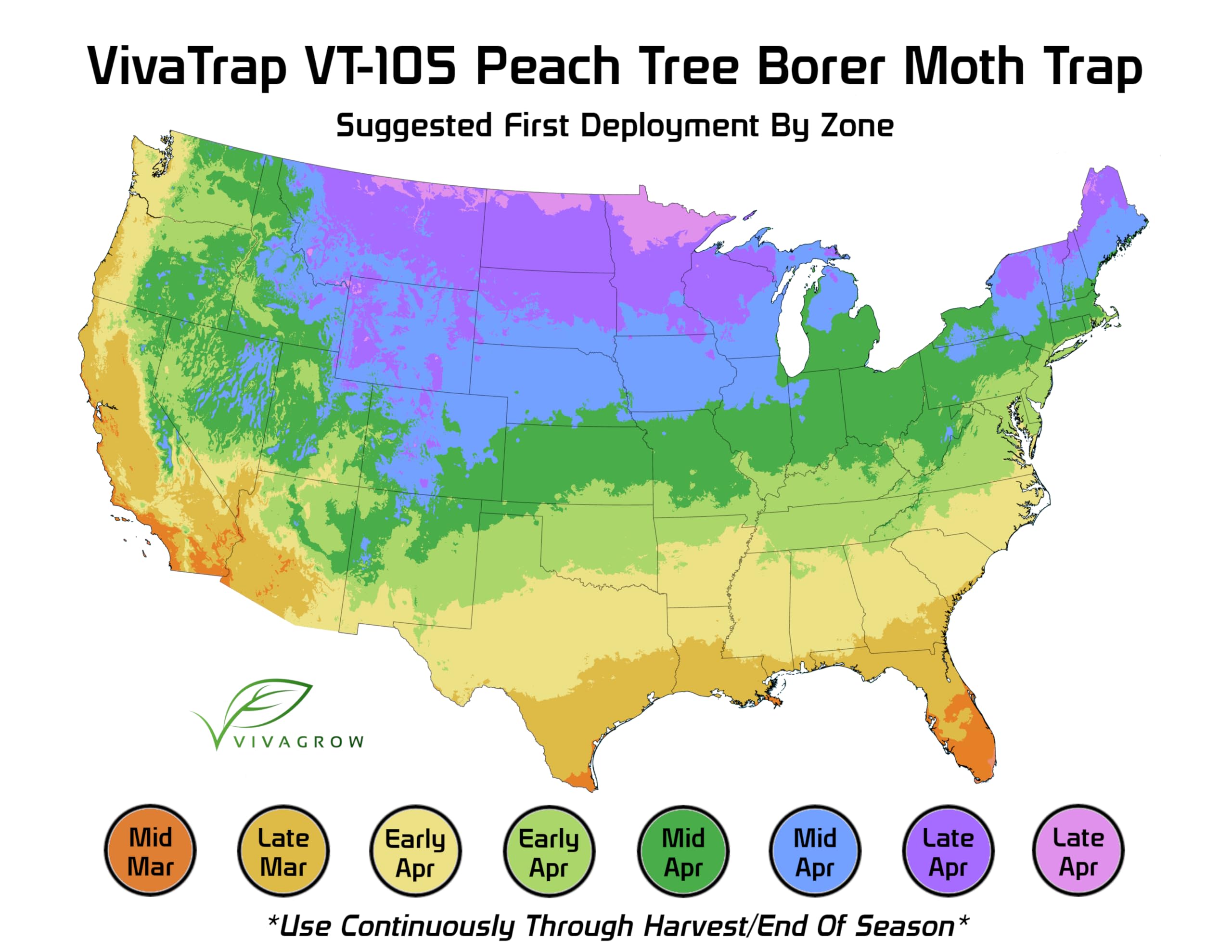 VivaGrow VivaTrap VT105 pheromone lure offers long-lasting detection in orchards.