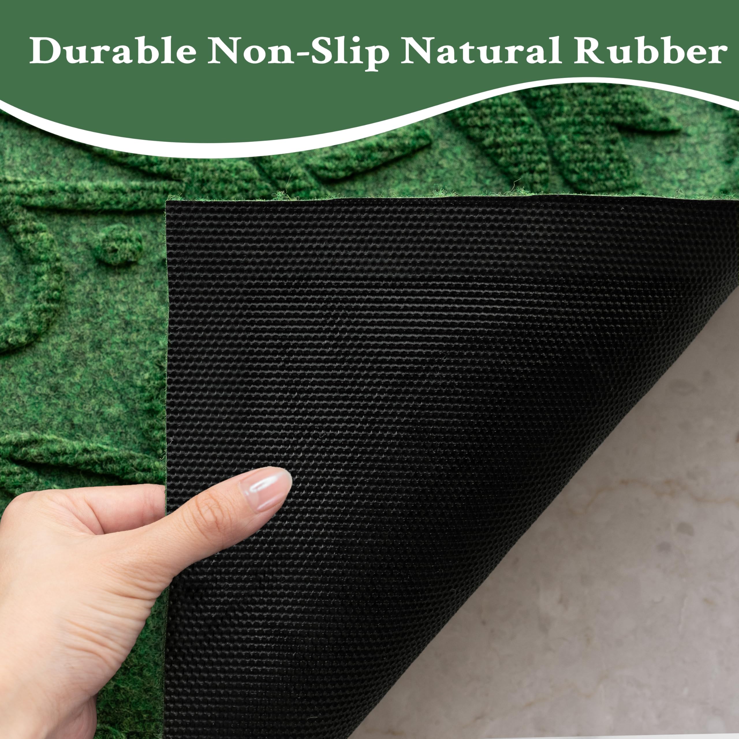 VivaNest Boho Green Floral Leaves easy-clean surface; quick vacuum or hose-down.