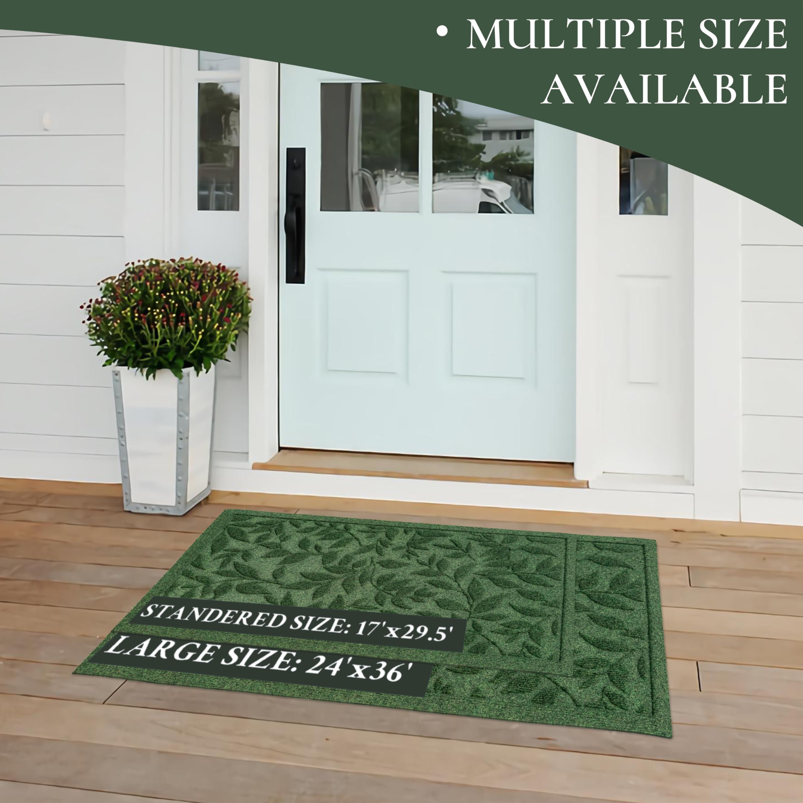 VivaNest Green Leaves mat durability for all-season outdoor and indoor use.