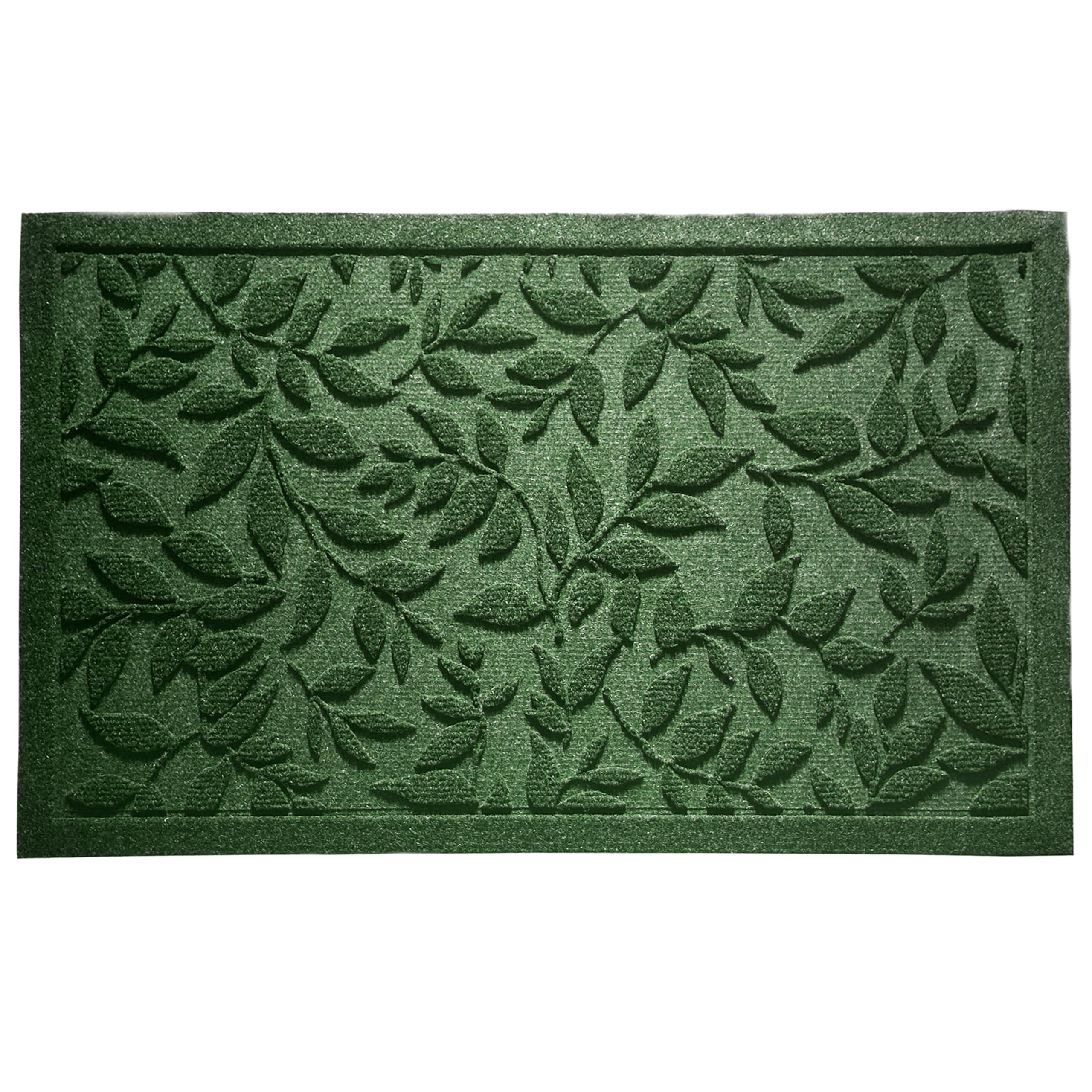 VivaNest Green Leaves mat for outdoor use with dirt capture and weather resistance.