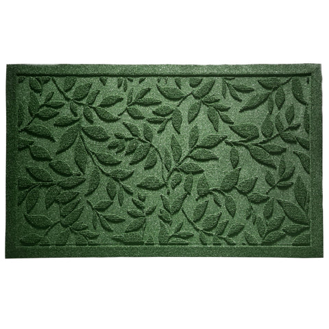 VivaNest Green Leaves mat for outdoor use with dirt capture and weather resistance.