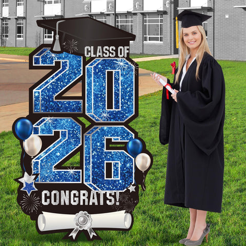 Vivantia 2026 grad yard sign blue panel assembly for durable outdoor display.