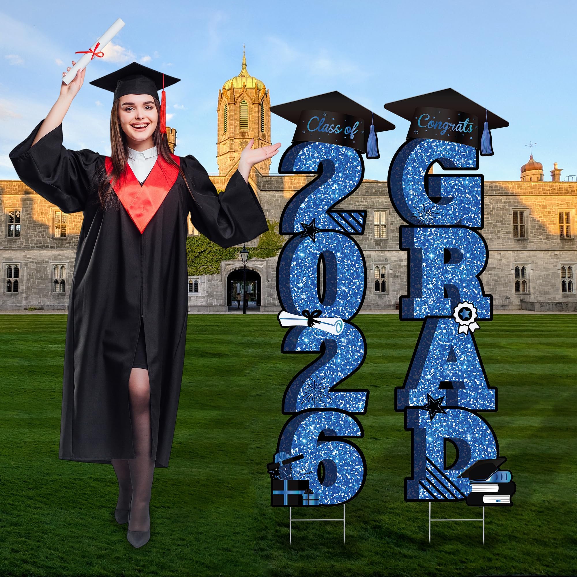 Vivantia 2026 graduation sign front view blue for outdoor ceremonies