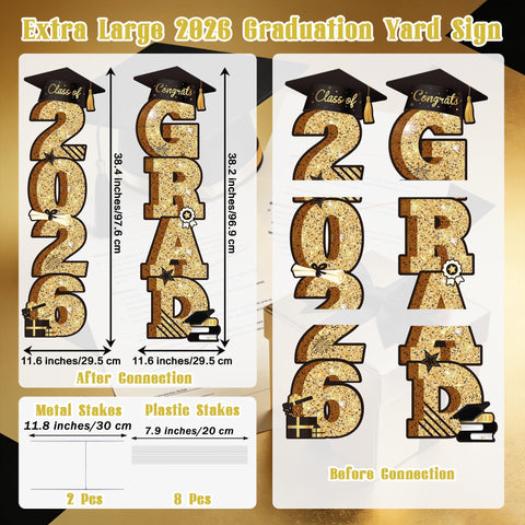 Vivantia 2026 graduation yard sign close-up in black and gold detailing