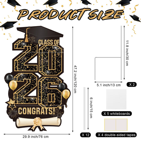 Class of 2026 yard sign measures 47x30 inches for standout visibility.