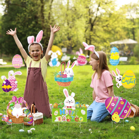 Vivantia Easter yard sign stakes set for quick setup