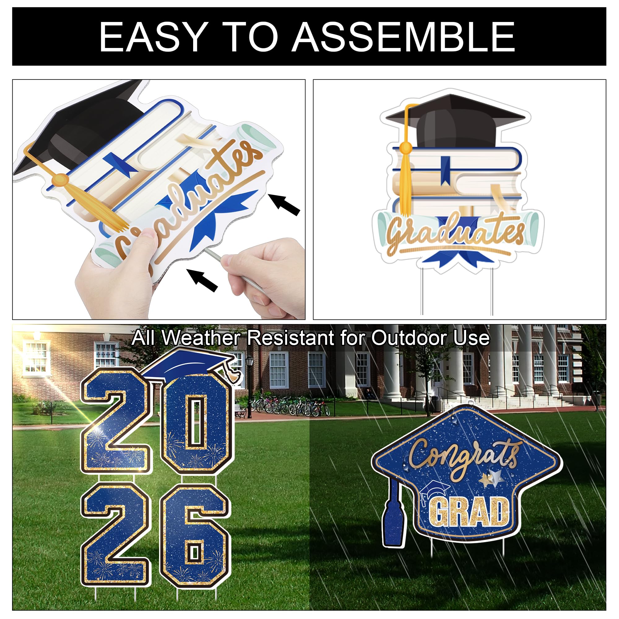 Vivantia H-shaped stake supports the graduation cap sign