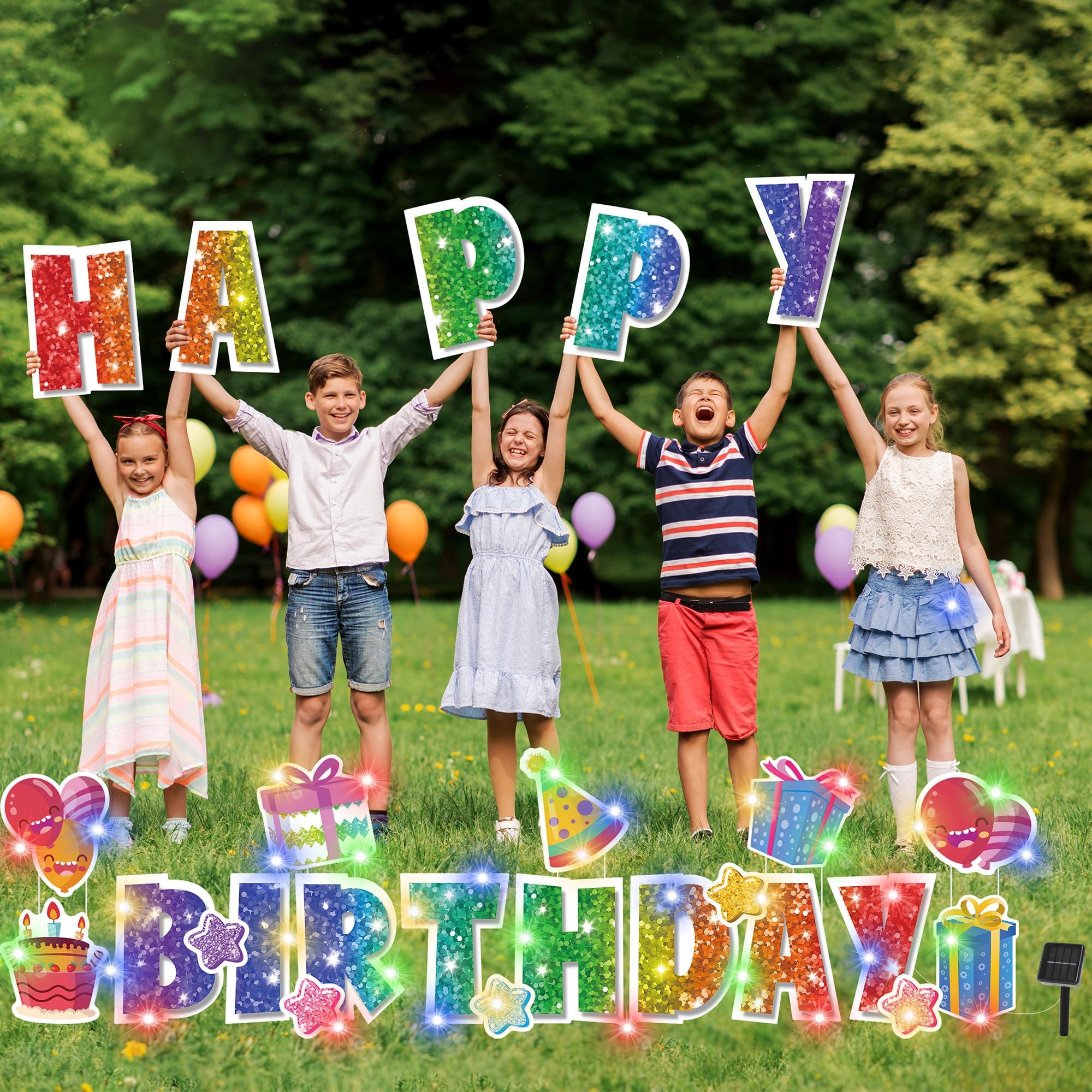 Vivantia Happy Birthday yard sign birthday hat sign adds playful accents.