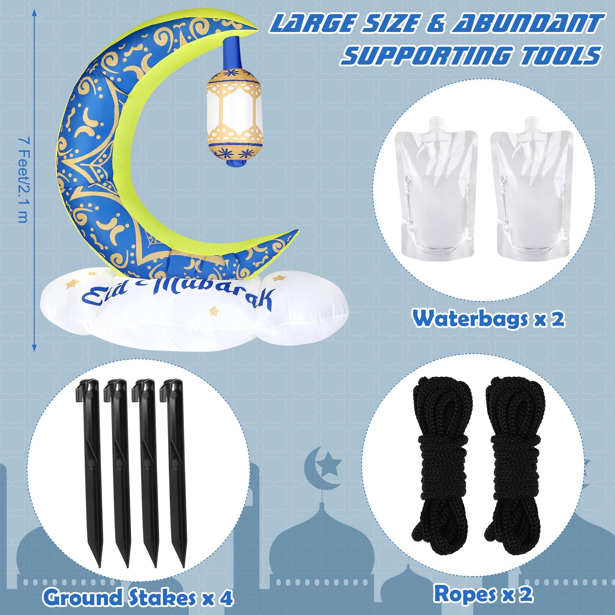 Vivantia Ramadan Mubarak lantern crescent inflatable for garden decor
