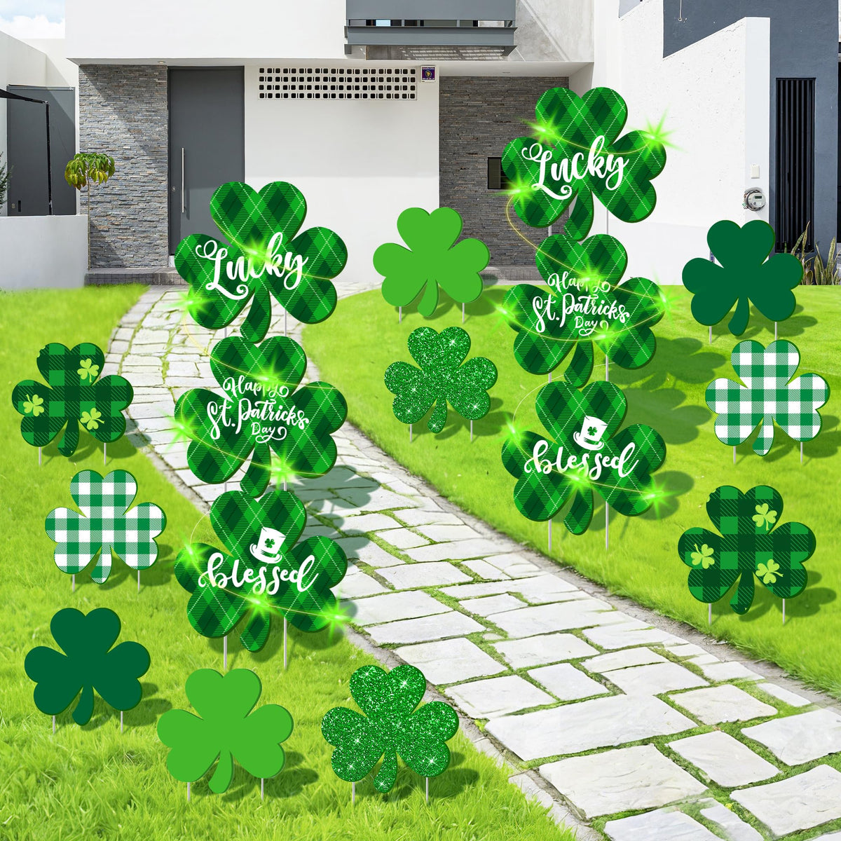 Vivantia St Patrick's yard signs connectable for seamless outdoor display