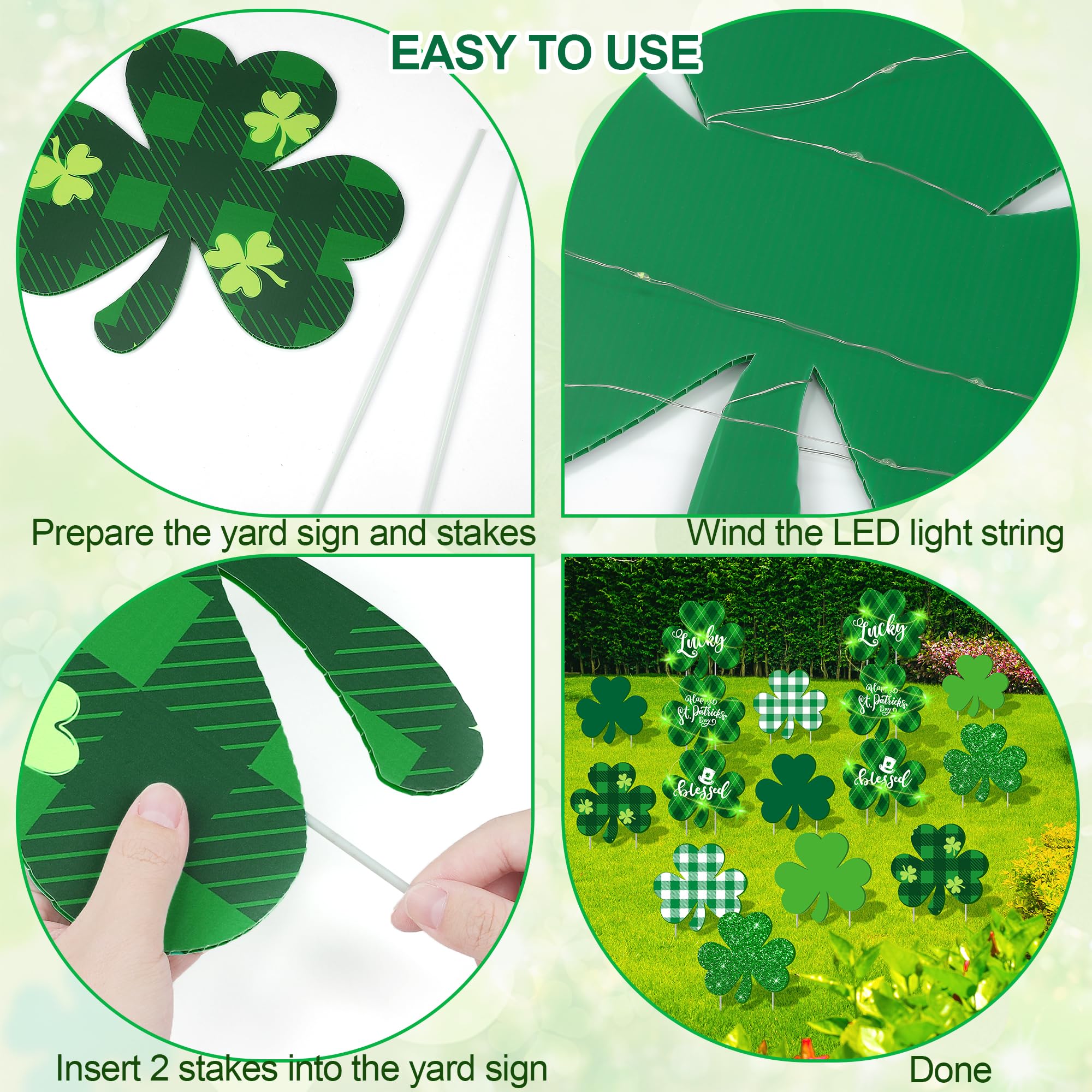 Vivantia waterproof shamrock yard signs endure outdoor use