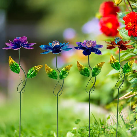 Viveta flower stake purple bloom creates lively focal points in beds.