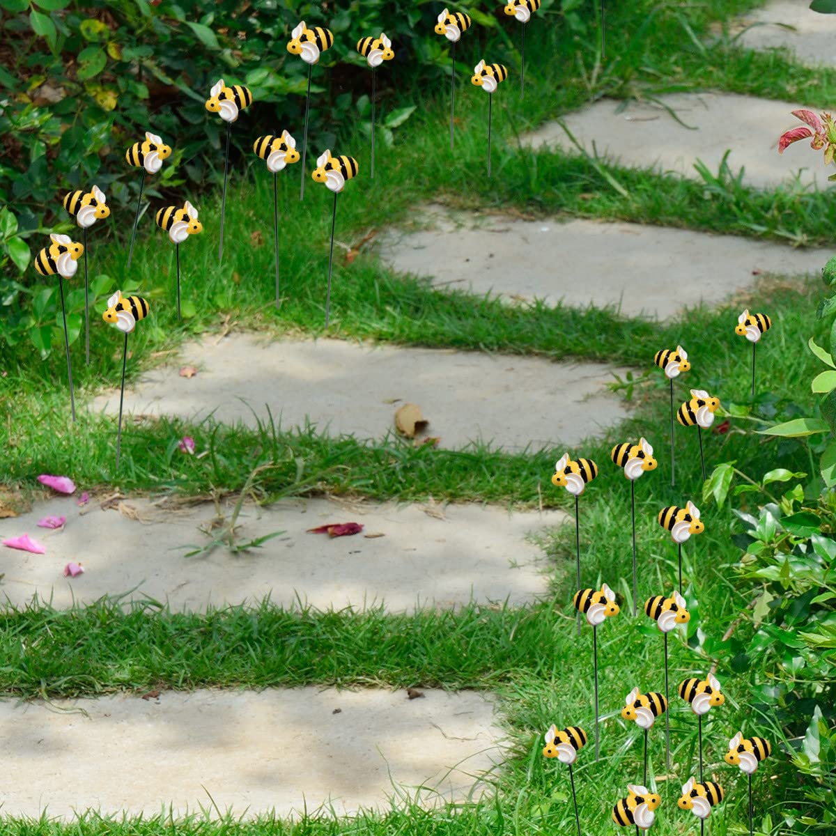 VIVIANYO HD outdoor decor bee stake is easy to insert into soil.
