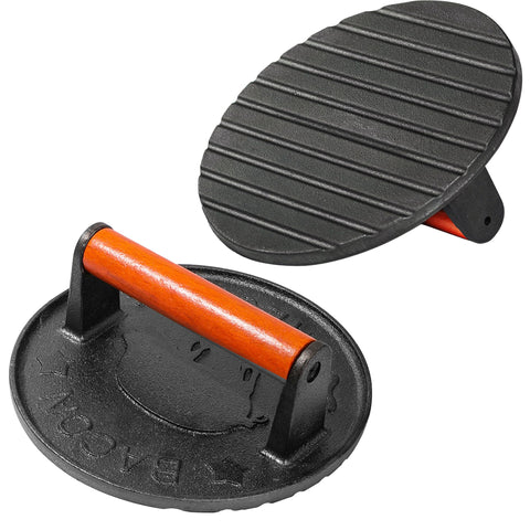 Vivicreate 7inch burger smasher on grill for even cooking and crisp edges.