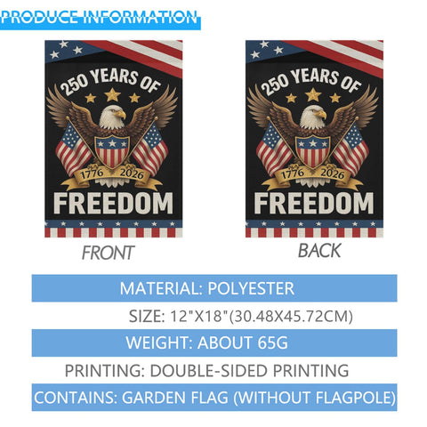 Vivid colors resist fading on the 250th Anniversary flag.