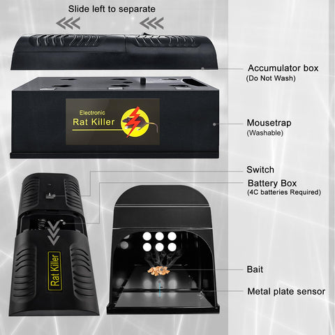 Vivideal Upgraded Rat Trap battery compartment enables portable, cordless use.