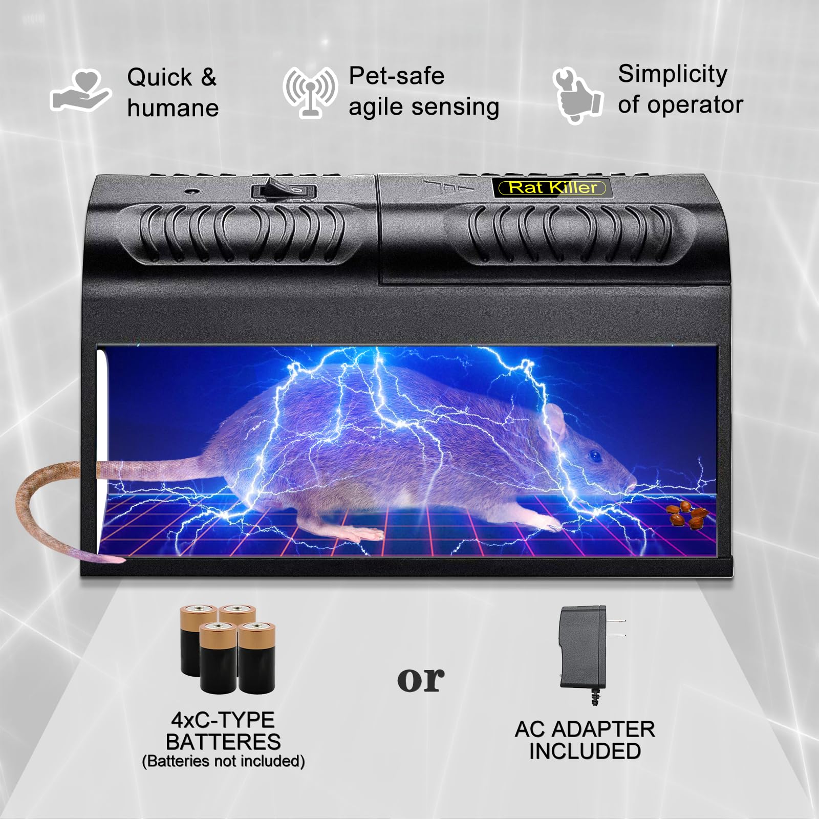 Vivideal Upgraded Rat Trap with LED indicator confirms capture at a glance.