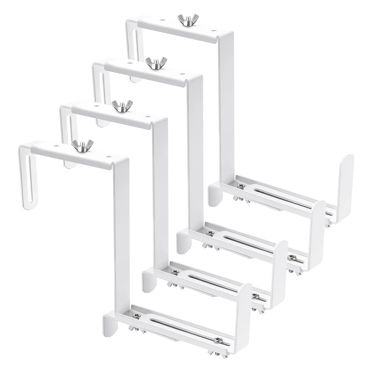 VIVIKEN adjustable planter bracket top view showing width adjustability for various pots.