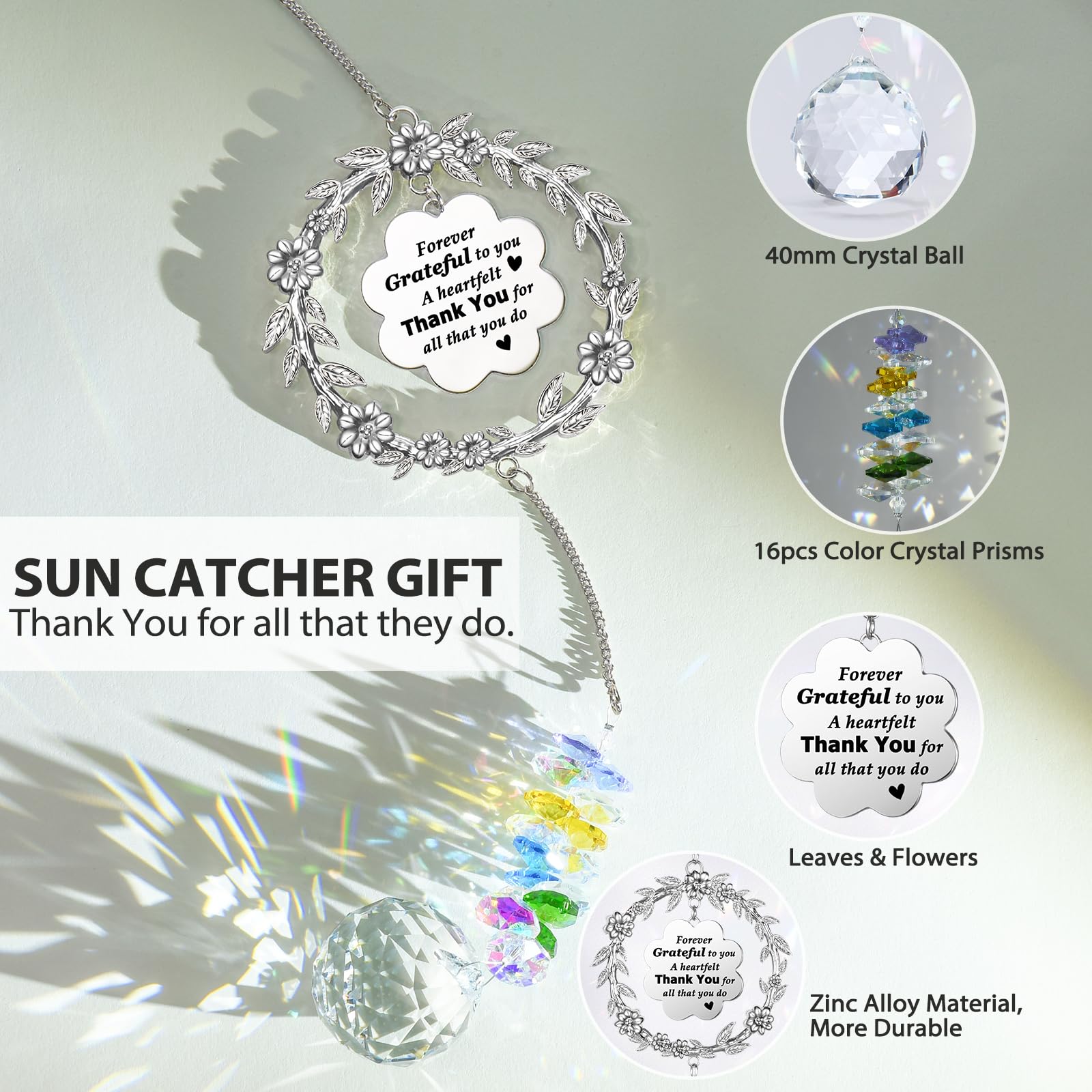 VIVIKEN hanging flower charm with engraved Thank You message.