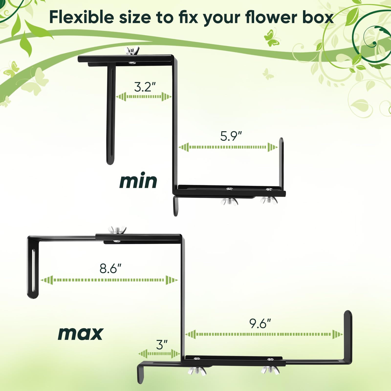 VIVIKEN Planter Box Brackets install easily with included hardware.