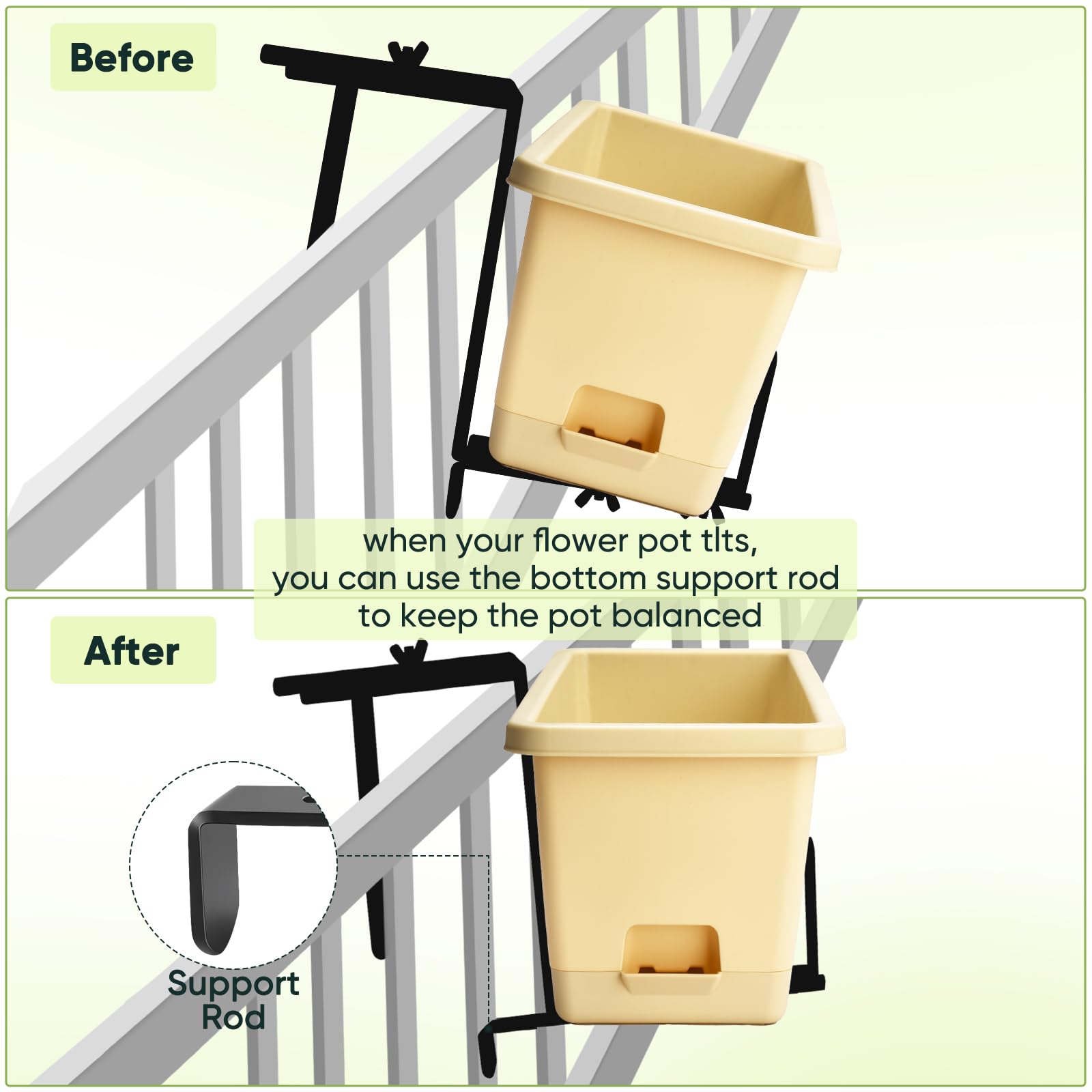 VIVIKEN Planter Box Brackets include bottom support to prevent tilt.